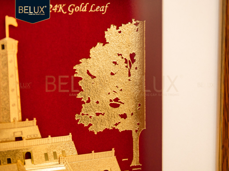 Tranh Cột Cờ Dát Vàng 24k 25x25cm